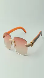 Direct S Micropaved Diamond Solglasögon 3524026 med orange naturliga trätemples Designer Glasögon Storlek 5618135 MM2232479