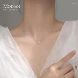 Pendants Modian Brands Simple 925 Sterling Silver Geometric Cut Sparkling Zircon Pendant Necklace For Women Wedding Engagement Jewelry