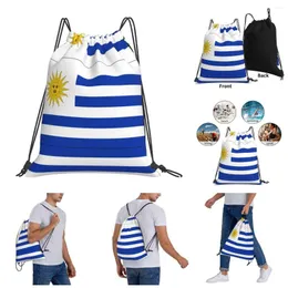 Backpack Drawstring Bags Gym Bag Uruguay Flag (2) Funny Novelty Graphic Cool Blanket Roll