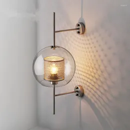 Wall Lamps Industrial Design Retro Bedside Lamp Vintage Creative Concise Glass Restaurant Dining Room Decorative Light Fixtures