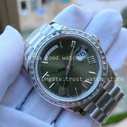 9 Style 40 mm zegarki Diamentowa ramka zielona Rome Zegarek Super BP Factory Stael Stael Automatic BPF Sapphir256L
