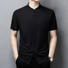Koszulki sukienki męskiej Summer Tang Suit Butlover Up koszula krótkie rękaw 2023 Casual Classic Male Luksusowy kolor bez stałego koloru