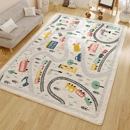 Carpets Simple Large Area Washable Living Room Carpet Cartoon Soft Non Slip Bedroom Carpets Sthickened Plush Children Room Crawling Rug 230923