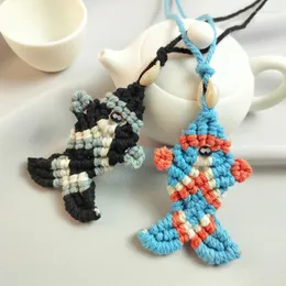 Chains Bohemian Ethnic Handmade Woven Fish Shell Pendant Necklace For Women Girls Colorful Animals Long Sweater Jewelry Gifts