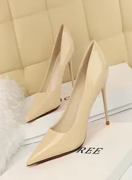 High Heels Shoes Women Pumps Beige Split Leather Woman Shoe Sexy Pointed Toe Wedding Party6133211