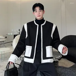 Männer Jacken SYUHGFA Elgance Mantel Hohe Qualität Stricken Casual Kontrast Farbe Oberbekleidung Mode Koreanischen Stil 2023 Herbst