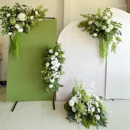 Decorative Flowers Artificial Wedding Props Flower Row Arrangement Welcome Guests Arch Decor Hanging Corner Floral Party Stage Scene Layout