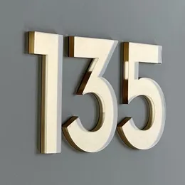 Dekoracje ogrodowe akryl 75 mm numer zewnętrzny numer domowy samodzielne litery mieszkalne Numery drzwi naklejki na tablicę skrzynka pocztowa 3 cale 230925