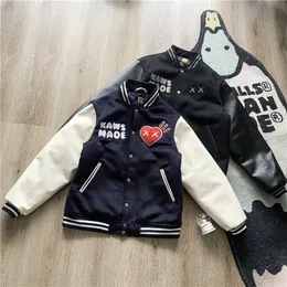 Men's Jackets Human Made Embroidery Patch Flock Towel Heart Varsity Baseball Graphic Harajuku Jacket Men Women Best Quality Casual Winter Coat 230925