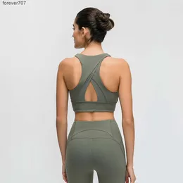 Yoga Outfits turtleneck sports bra triangle hollow back gathered shockproof gym clothes women underwears Exercise Wear running fitness padded vest tank tops