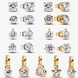 2023 summer new 925 silver Stud with CZ Earring for women Designer Jewelry Fashion Charms DIY fit Pandoras Nova Lab-grown Diamond Earrings Plated 14k Gold with box