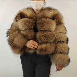 Women's Fur Faux Fur BEIZIRU Real Raccoon Silver Fur Coat Plus Size Clothes Natural Winter Women Round Neck Warm Thick Style 210816 YQ230925