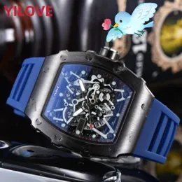 Top-Qualität Herrenuhr 43mm Vollfunktions-Stoppuhr Schwarz Blau Gummiuhr Luxus Quarz Präsident Tag Datum Ganz und Einzelhandel W336h