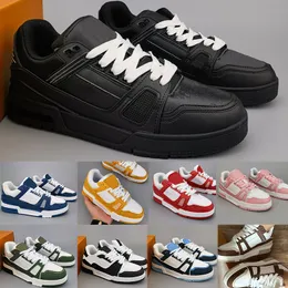 Designer Trainer Sneaker Virgil Casual Shoes Calfskin Leather Abloh Black White Green Red Blue Leather Overlays Platform Outdoor Walking Low Sneakers Size 36-45