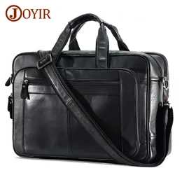 Briefcases JOYIR Genuine Leather Men's Briefcase Business Travel Bag 15.6" 17" Laptop Portfolio Office Messenger Shoulder Bags Handbag 230925