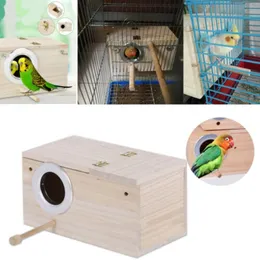 Bird Cages Parrot Lovebirds Finch Wooden Budgie Breeding Box supplies Nesting House Cage Nest 230923