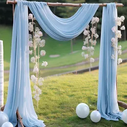 Decorazione per feste 2 pezzi Arco nuziale drappo in chiffon tulle trasparente tessuto di cristallo tenda appesa cerimonia ricevimento sfondo casa