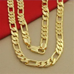 Chains Hip Hop 925 Sterling Silver Necklace 8MM Three Bedroom One Figaro Plating 24K Gold Men's Party Jewelry Gift