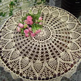 Table Cloth Round Handmade Crochet Openwork Tablecloth Cotton Lace Mat Placemat Vintage Home Decoration 70/80/90cm