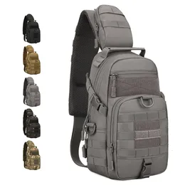 Backpacking Packs Outdoor Bags Protector Plus Tactical Sling Chest Pack Molle Military Nylon Shoulder Bag Men Crossbody Vandring Cykling 230925