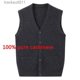 Men's Vests New Autumn Winter Cashmere Sweater Men Knitted Casual V-neck Vest Sleeveless high quality fashion Thick plus size S-3XL4XL5XL L230925