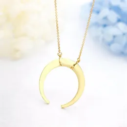 Statement Horn Crescent Moon Pendant Long Chain Necklace For Women Simple Jewelry Birthday Gift Kolye Bayan Necklaces274j