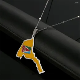 Pendant Necklaces Stainless Steel Eritrea Map Flag Necklace For Women Girl African Of Eritrean Chain Jewelry