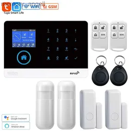 Alarm Systems Home Security Alarm System Smart Tuya App WiFi GSM Alarm System PG103 Wireless LCD Touch Keyboard 433MHz Detectors App Control YQ230926