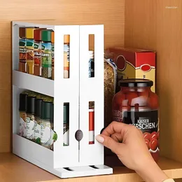 Armazenamento de cozinha puxar e girar rack de especiarias organizador prateleiras de dois andares design modular base antiderrapante suporte de garrafa de tempero