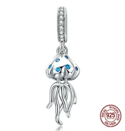 Jellyfish Zircon Necklace Pendant fit Bracelet Charm Genuine 925 Sterling Silver Beads Luxury Original Jewelry Making6784252