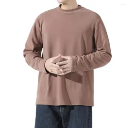 Erkek Tişörtleri Şık Renkli Sonbahar Üst T-Shirt Basit Stil Sıcak Tut