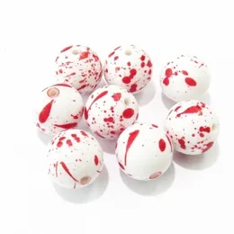 Cuarzo sintético est 20 mm blanco sólido spray rojo salpicadura cuentas con AB para el diseño de joyería de Halloween de moda 230925