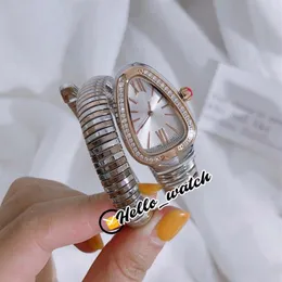 Moda Bayanlar Saatler 102237 SP35C6SPGD 1T Kadınlar İzle İsviçre Kuvars Beyaz Dial Diamond Çerçeve İki Ton Altın Çelik Sargı Bracele258s