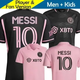 Messis Inters Miami Soccer Jerseys 2023 2024 Football Shirt Kids Kit Home 23/24 MLS Training Away Fans Player Pink Black Version Martinez Be Be