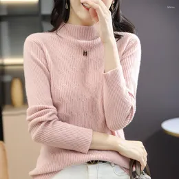 Women's Sweaters 2023 Autumn/Winter Fashion Stand-Up Collar Women Pullover Ripple Sweater Pure Wool Knitted Bottoming Tops