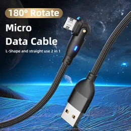 180° Rotation Micro USB Cable 3A Fast Charging Data Transmission Nylon Braided USB A to Micro Charger Cord for Smartphone
