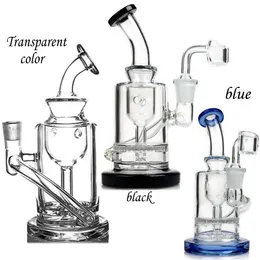 Green Bong Recycler Dab Rig Glass Straight Tube Helix spolvattenledningar Bubbler Heady Hookah Bongs 10mm Joint Helix med Downstem Bowl