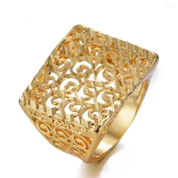 Cluster Rings 24K Gold Color Ring For Women Ethiopian Wedding India/Ethiopian/African/Nigerian/Israel/Arabic Items