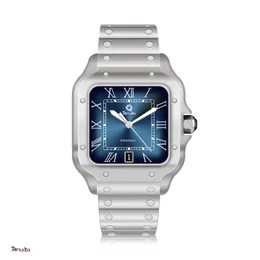 남성 자동 기계식 시계 Requin Santo Silver White Stainless Steel Case Blue 3 핸드 캘린더 다이얼 100xl Sapphire 306W