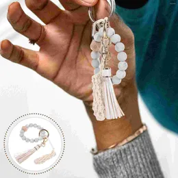 Keychains Wrist Keychain Bracelets Tassel Marble Beaded Women Silica Gel Kawaii Holder Miss