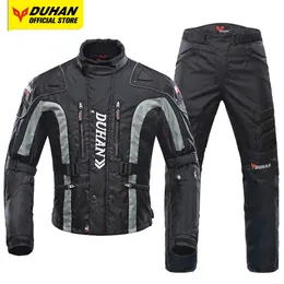 Men's Jackets DUHAN Motorcycle Jacket Pants Set Men's Moto Cycling Suit Waterproof Keep Warm Liner Motocross Jacket Body Protector Winter 230925