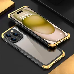 Shockproof Military Aluminum Case for iPhone 15 14 Pro Max 13 Glass Armor Full Protect Cover