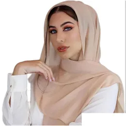 Hijabs Chiffon Scarf Women Pure Colors Scarves Solid Color Shawl Headband For Woman Simple Muslim 16 230509 Drop Delivery Fashion Acce Dhwor