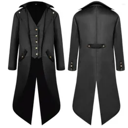 Herr ull retro tailcoat kostym jacka gotisk steampunk lång viktoriansk frock kappa cosplay manlig singel breasted svälja uniform