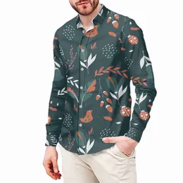 Camisas masculinas Verde Jardim Botânico Estampa Slim T-Shirt Polinésia Samoa Estilo Havaiano Camisa de Manga Longa Camisa Masculina Casamento S-6x YQ230926