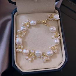 Charme frisado pulseiras melhor vender natural barroco pérola de água doce 14k ouro preenchido feminino pulseira mão jóias acessórios 230925