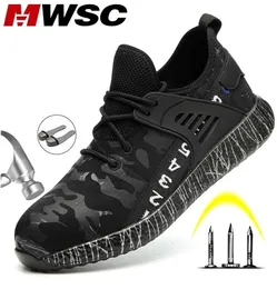 MWSC Botas de trabalho de segurança sapatos para homens leves antiesmagamento aço toe botas de trabalho masculino sapatos de segurança de construção tênis y200503259404