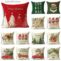 وسادة حالة عيد الميلاد خمر تحت عنوان Case Christmas Tree Letter Sofa Decoration Lumbar Cushion Cover 40*40cm/45*45cm/50*50cm T230926