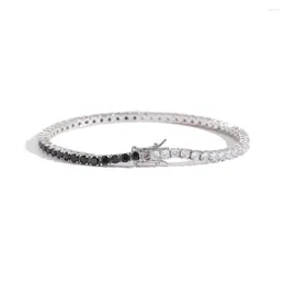 Charm Armbänder EYIKA Schwarz Weiß Runde 3mm Zirkon Tennis Armband Für Frauen Eine Reihe Prong Einstellung Iced Out CZ männer Schmuck