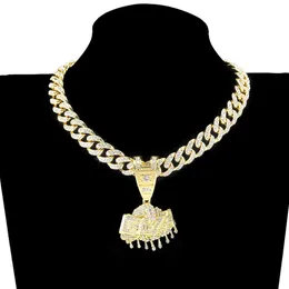 Halsreifen US-Dollar Geld Anhänger Tennis Kette Bling Herren Hip Hop Halskette Schmuck für Geschenk Drop 230925